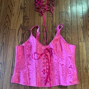 Pink Lace-Up Corset Top